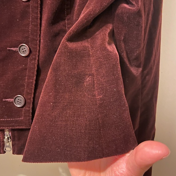 Theory Burgundy velvet Cropped jacket size 10 - Picture 10 of 11